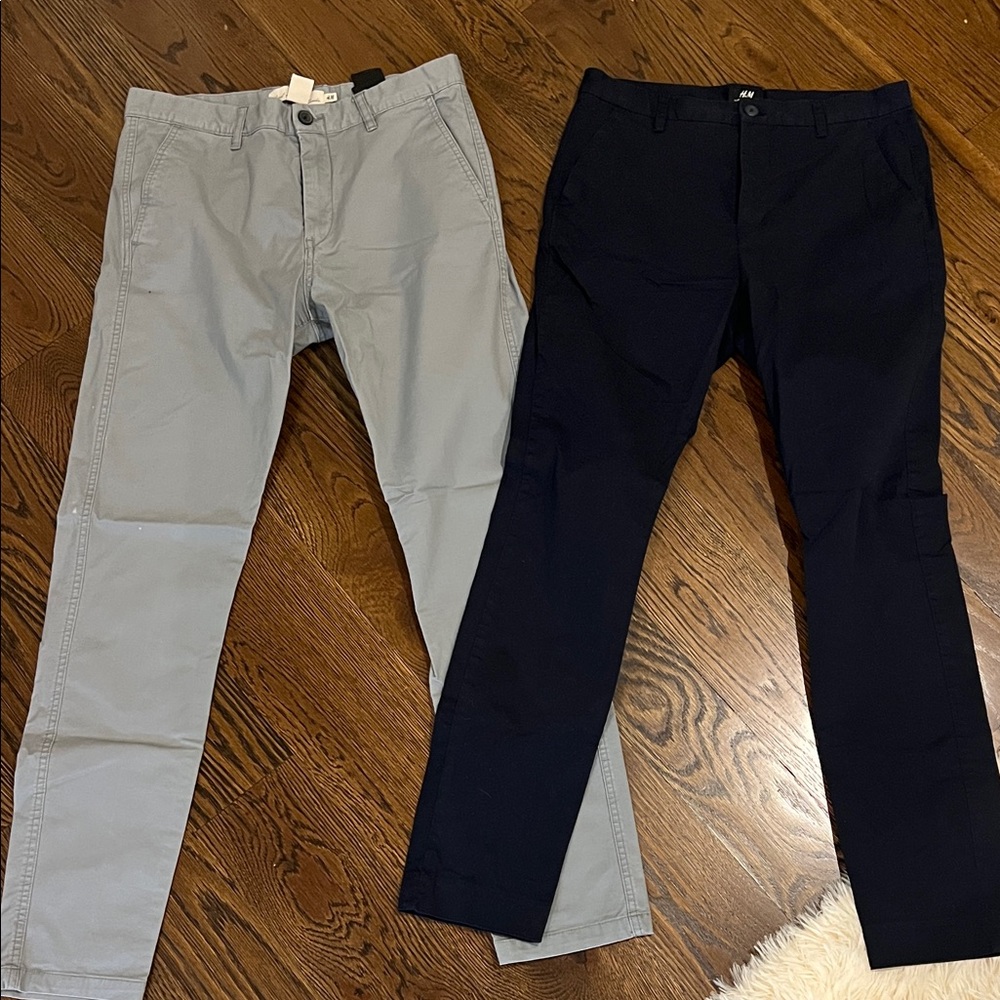 H&M Men's Gray and Black Dress Pants